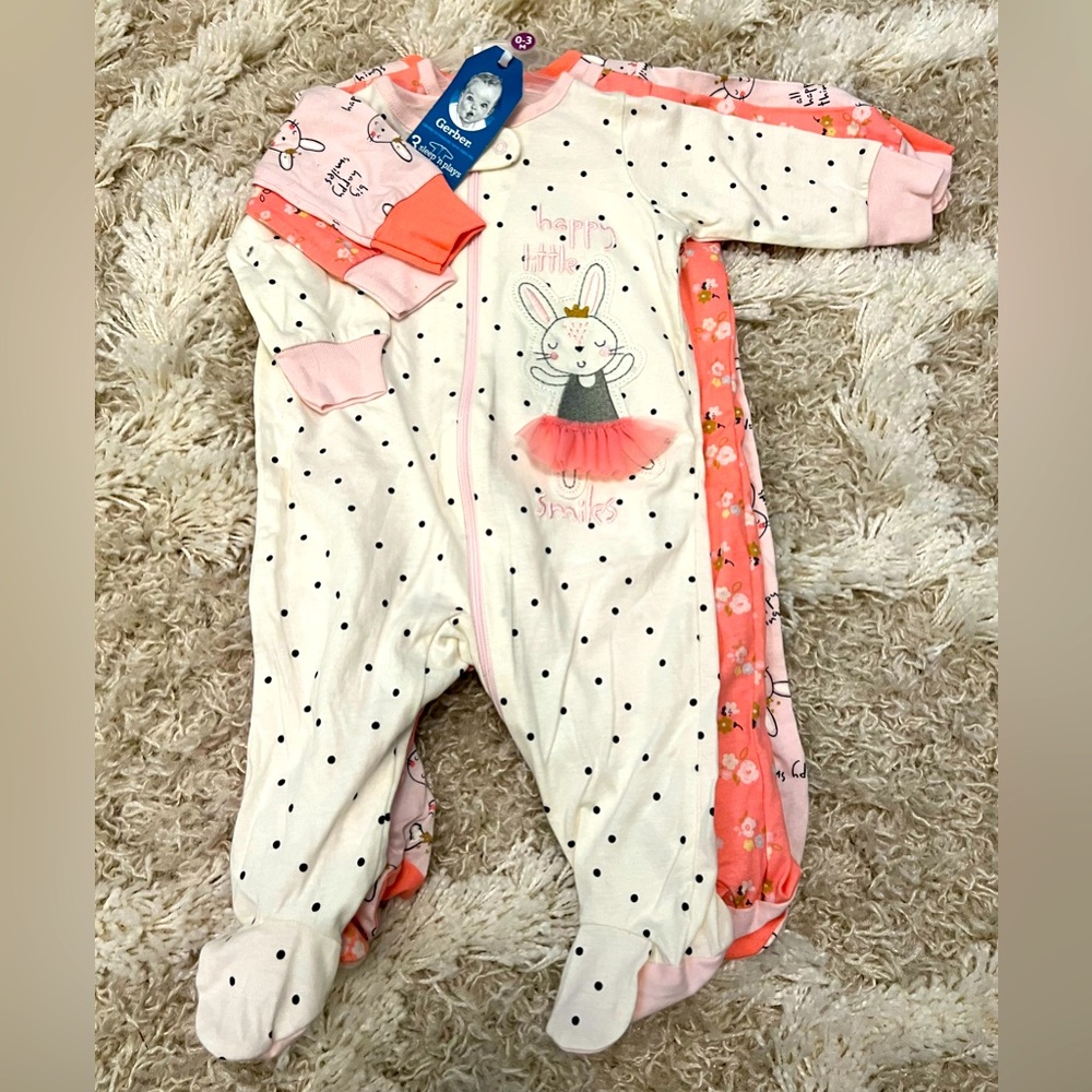 NWT Gerber 0-3 month PJ 3-pack
